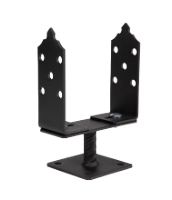 Adjustable U Post Base Black Decorative for Wood / d[mm]: 120-200
