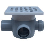 Square Floor Drain with Riser SL 2 Inlets 90/180° Right SP-H75-160-2